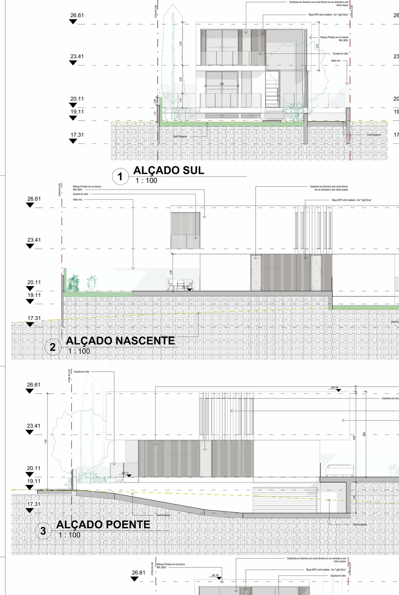 Alçados sul, nascente, poente e norte da Caetano Soul Villa, Alma de Faro